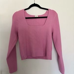 Abercrombie & Fitch Long-Sleeve Ottoman Squareneck Top XL Pink